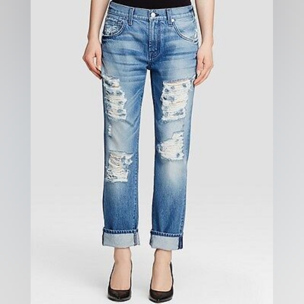 7 For All Mankind Relaxed Skinny distressed jeans 25